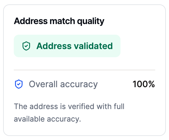 Address Match Quality full match example