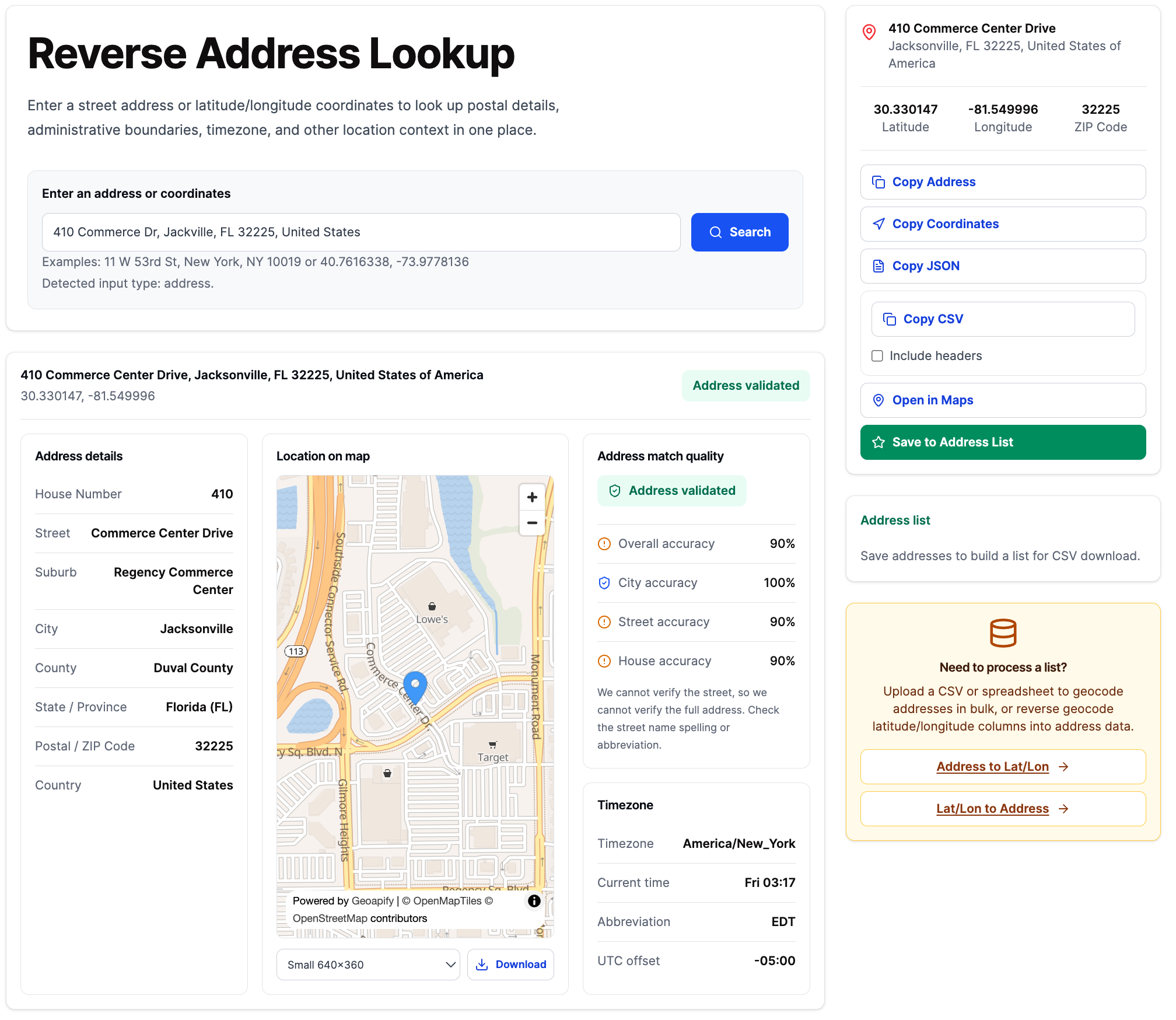 Reverse Address Lookup tool